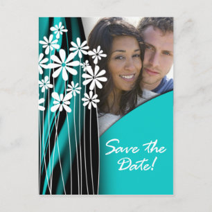 Flower Garden Save the Date Postcard (turquoise)