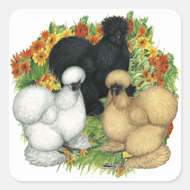 Flower Garden Silkies Square Sticker (Front)