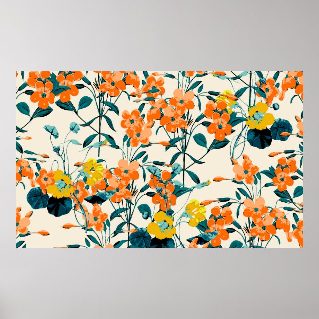 Flower Garden. Small Cute Florals and Branches Swe Poster (Front)