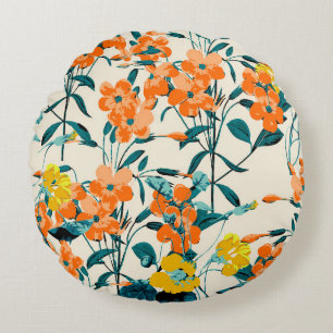 Flower Garden. Small Cute Florals and Branches Swe Round Pillow
