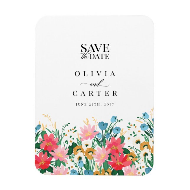 Flower Garden Wildflower Wedding Save the Date Magnet (Vertical)