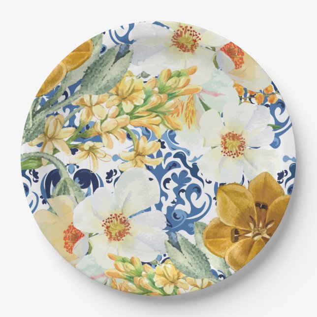 Flower Garden wildflowers Spring Bridal Shower Paper Plate (Front)