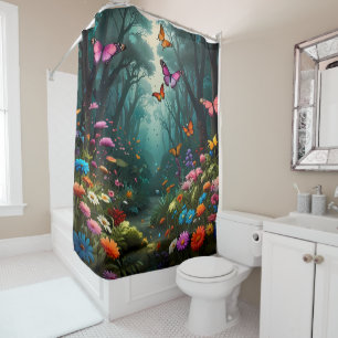 Flower Garden with tree blooms and butterflies