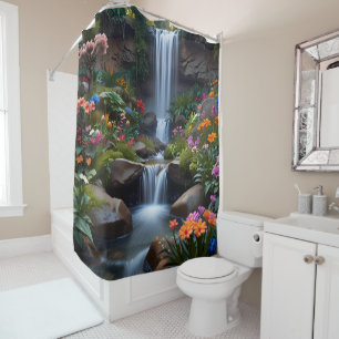 Flower Garden with tree blooms and butterflies