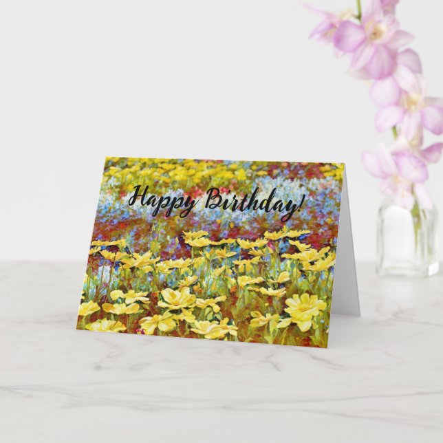 Flower Garden Yellow Flowers Birthday Card (Orchid)