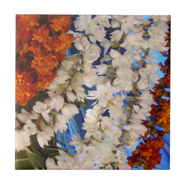 Flower Garlands India Tile (Front)