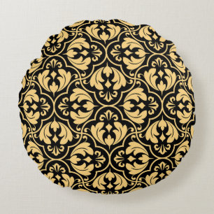 Flower geometric pattern. Seamless vintage backgro Round Pillow