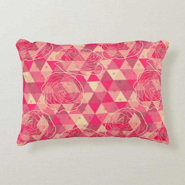 Flower geometrical pattern accent pillow (Front)