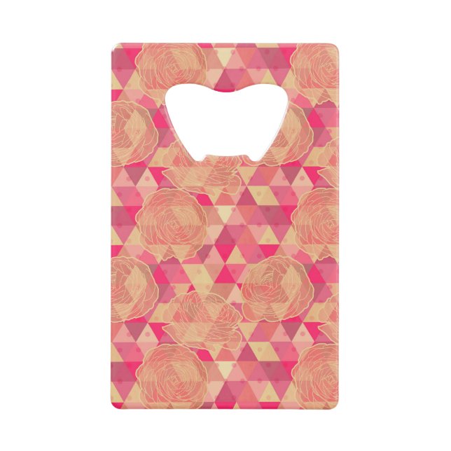 Flower geometrical pattern credit card bottle opener (Front)