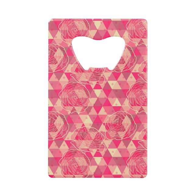 Flower geometrical pattern credit card bottle opener (Front)