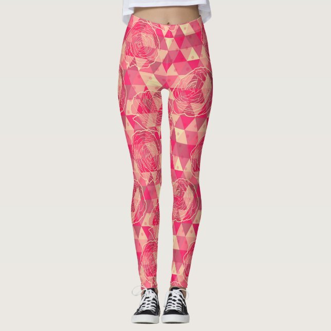 Flower geometrical pattern leggings (Front)