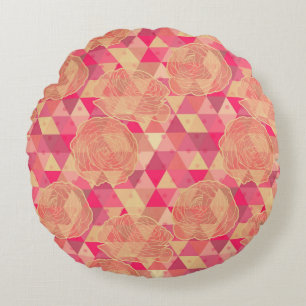 Flower geometrical pattern round pillow