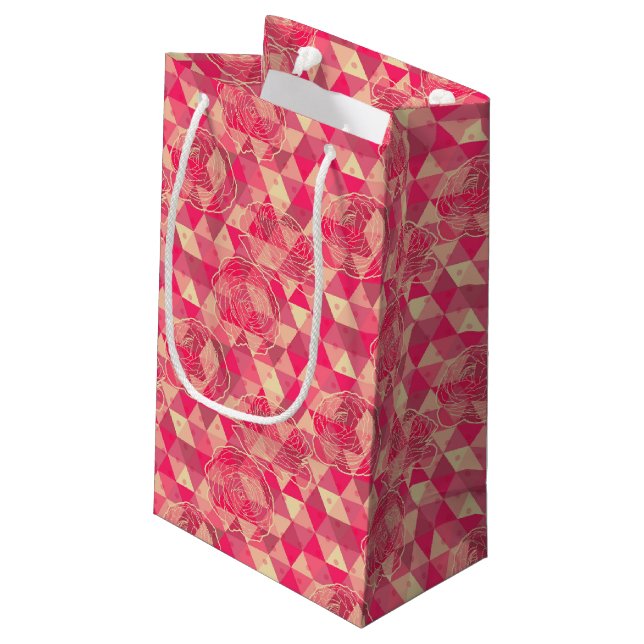 Flower geometrical pattern small gift bag (Back Angled)