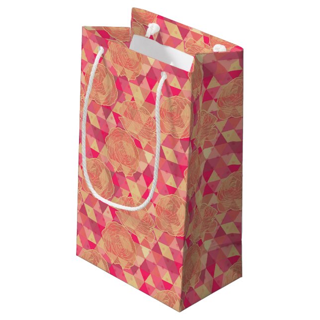 Flower geometrical pattern small gift bag (Back Angled)