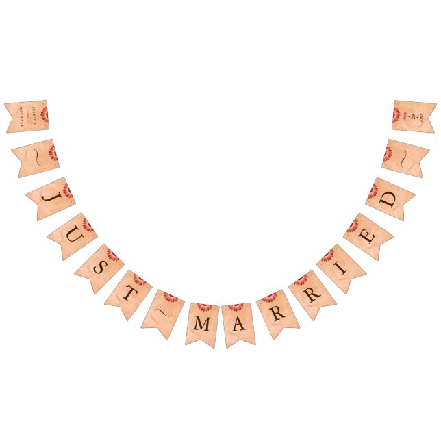 Flower Gerbera on Abstract peach Wedding Bunting Flags (All)