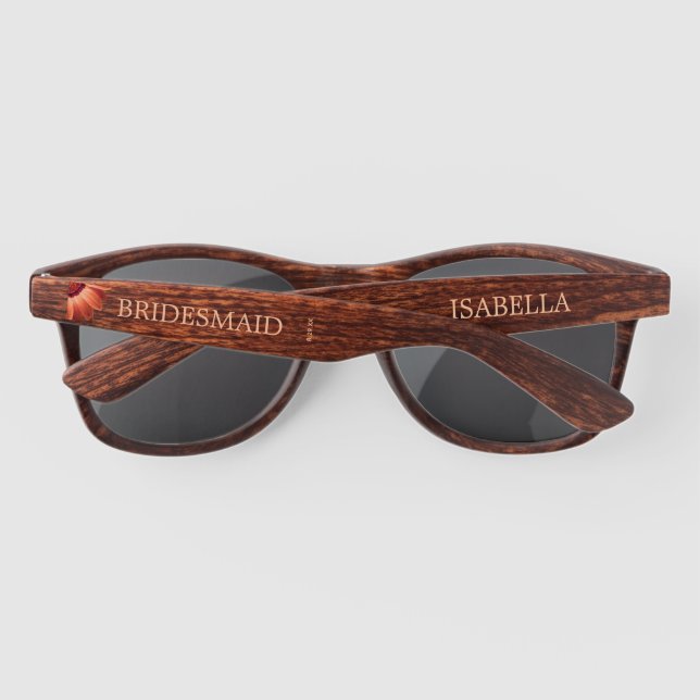 Flower Gerbera on Abstract peach Wedding Sunglasses (Back)