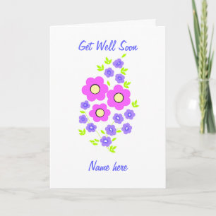 Flower Get Well Soon Card add name front