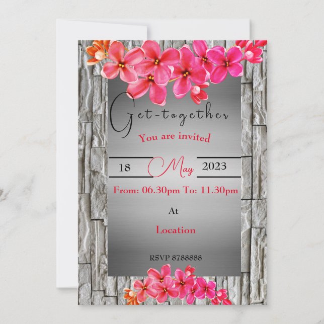 Flower getting together Invitation (Front)