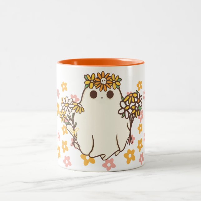 Flower Ghost Two-Tone Coffee Mug (Center)