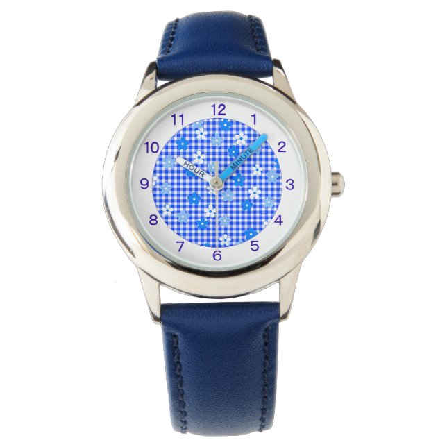 FLOWER GINGHAM CHECK BLUE WATCH (Front)