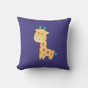 Flower Giraffe Throw Pillow