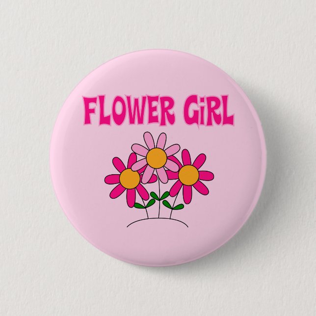 Flower Girl 2 Inch Round Button (Front)
