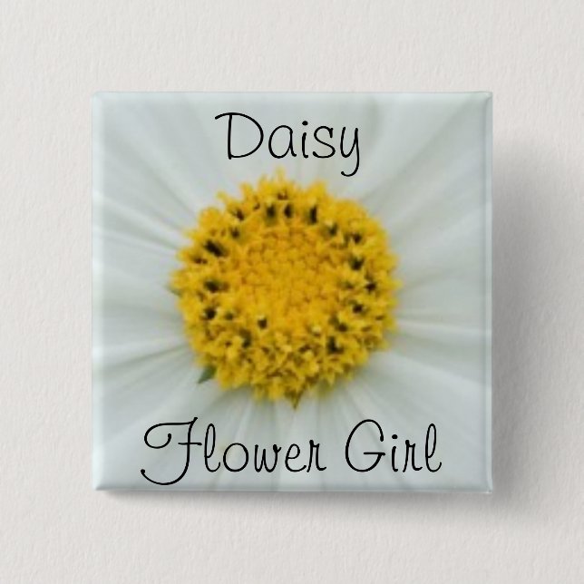 Flower Girl 2 Inch Square Button (Front)