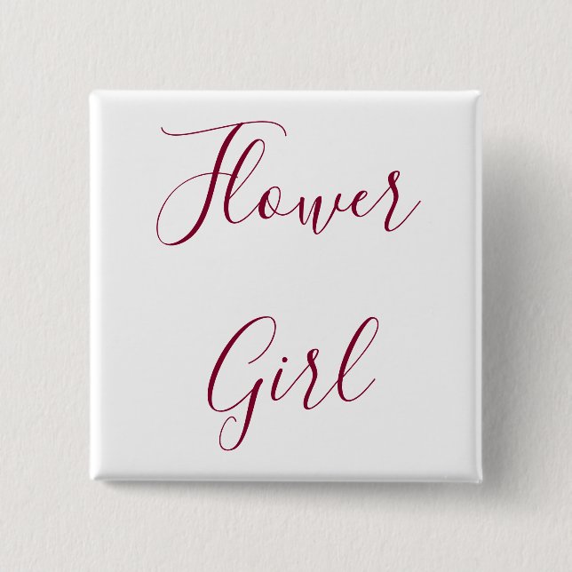 Flower Girl 2 Inch Square Button (Front)