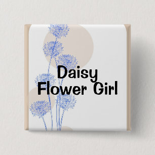 Flower Girl 2 Inch Square Button