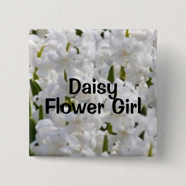 Flower Girl 2 Inch Square Button (Front)