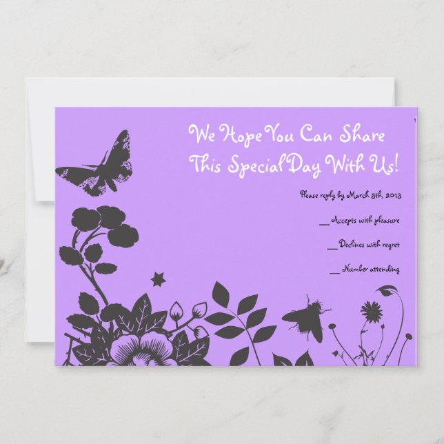 Flower Girl Bar Bat Mitzvah Invitation Reply Card (Front)