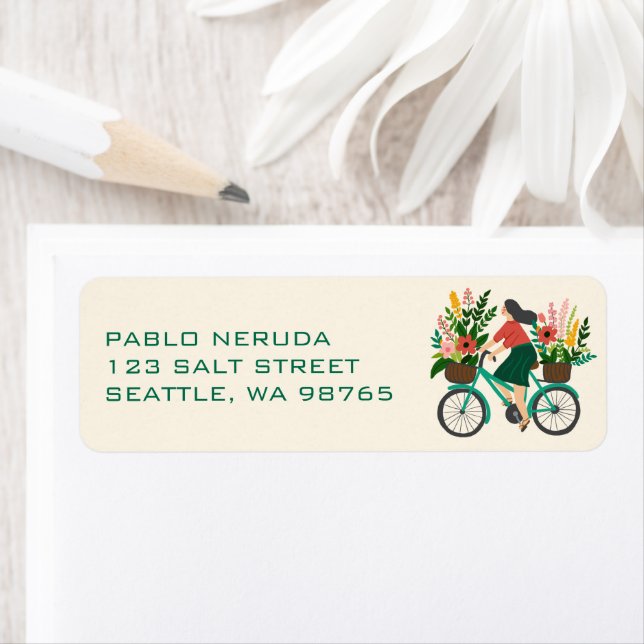 Flower Girl Bicycle Cute CUSTOM Adresse postale (En situation)