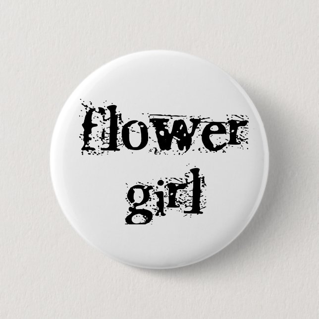 Flower Girl Black Text 2 Inch Round Button (Front)
