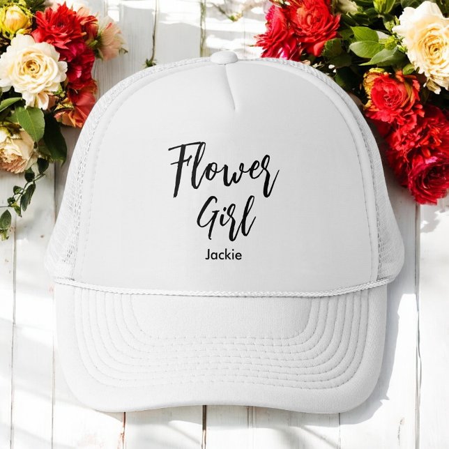 Flower Girl Black White Wedding Trucker Hat (Creator Uploaded)