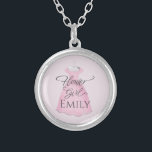 Flower Girl Bridal Party Gifts Wedding Cute Silver Plated Necklace<br><div class="desc">Pretty Flower Girl pink vintage wedding dress,  A beautiful Bridal Party Wedding gifts idea. Personalized cute thank you favour.  A delightful,  sweet way to say Thank you to your Flower girl with this personalized custom charm necklace.</div>