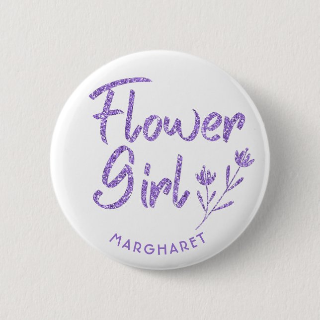 Flower Girl Bridal Shower pin violet (Front)