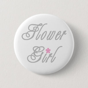 Flower Girl Classy Greys 2 Inch Round Button