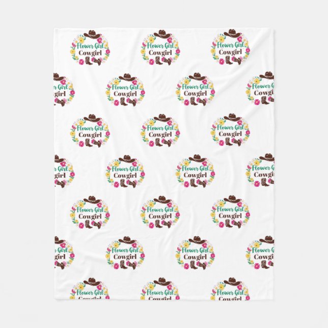 Flower Girl Cowgirl  Fleece Blanket (Front)