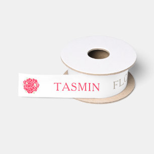 Flower girl custom name graphic red roses  satin ribbon