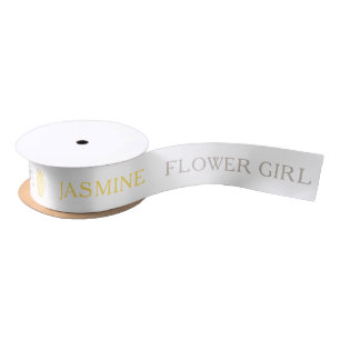 Flower girl custom name graphic yellow roses  satin ribbon