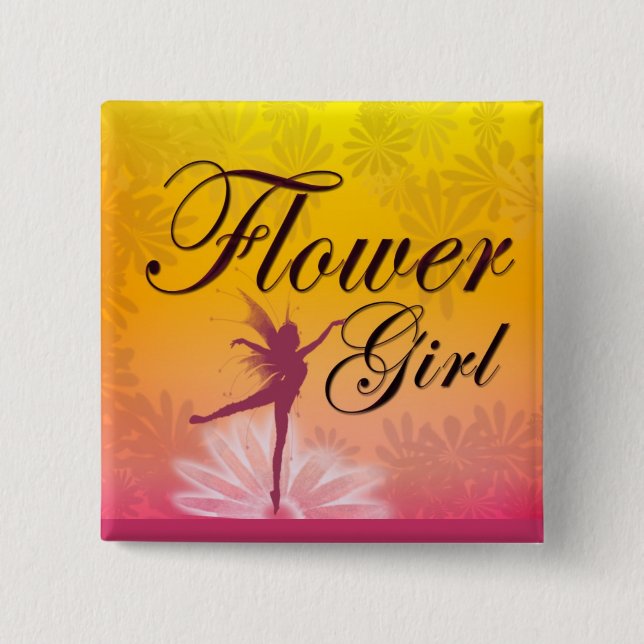 Flower Girl Dancing Fairy 2 Inch Square Button (Front)