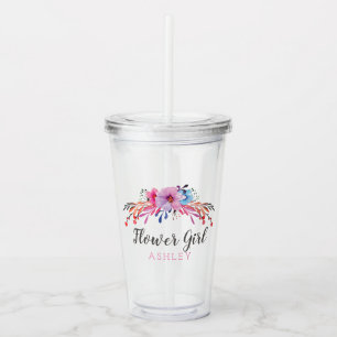 Flower Girl Floral Personalized Acrylic Tumbler