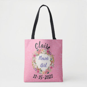 Flower Girl Floral Wreath Design Tote Bag