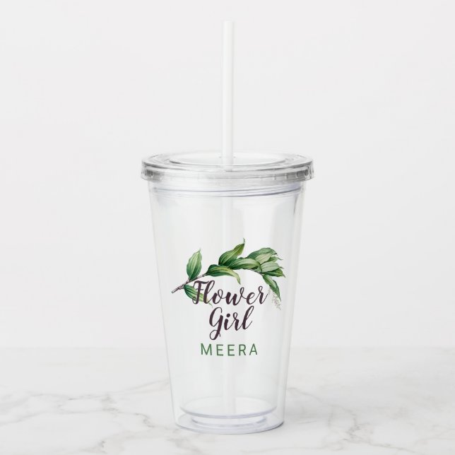 Flower Girl Foliage Personalized Acrylic Tumbler (Front)