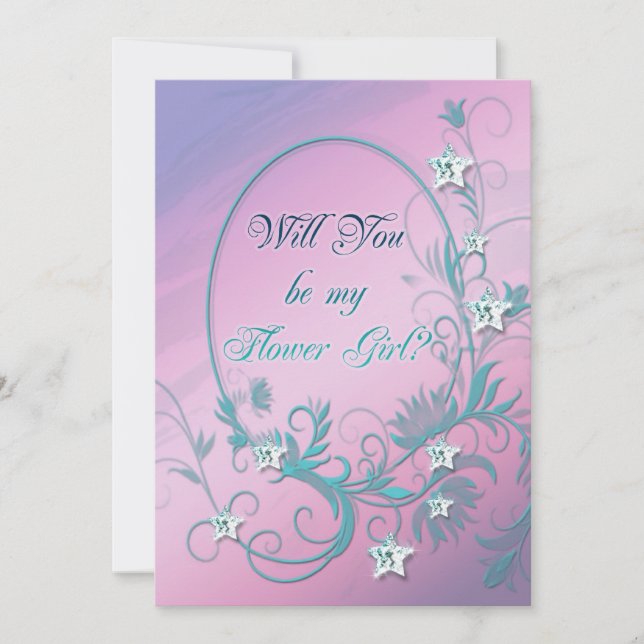 Flower girl inviation with star diamonds invitation (Front)