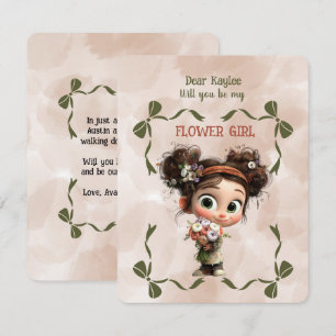 Flower Girl Invitation Floral Brown Watercolor