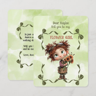 Flower Girl Invitation Floral Brown Watercolor