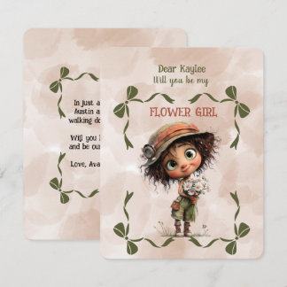 Flower Girl Invitation Floral Brown Watercolor