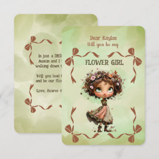 Flower Girl Invitation Floral Green Watercolor