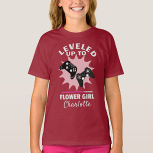 Flower Girl Levelled Up Gamer Funny T-Shirt